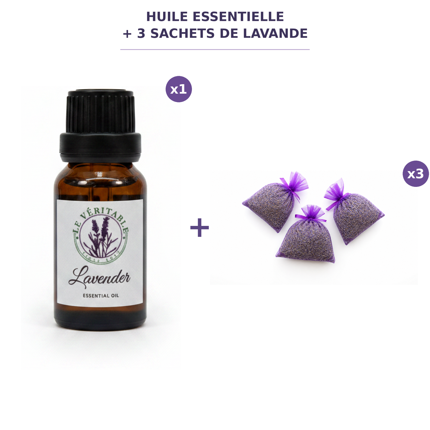 Huile Essentielle de Lavande + 3 Sachets de Lavande
